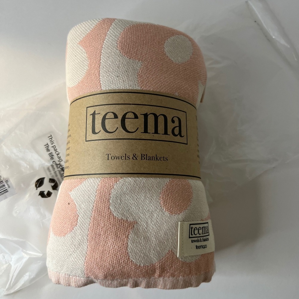 Teema Turkish Cotton The Blush Bloom‎ Towel Pink Cream Cotton NWT